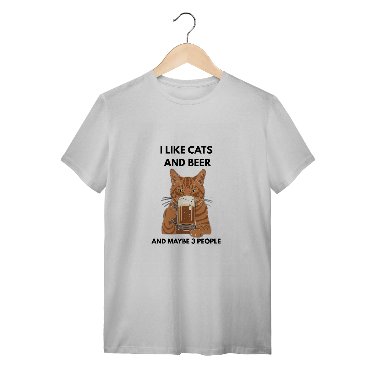 Nome do produto: T-Shirt Quality Cat & Beer – Camiseta Unissex para Amantes de Gatos e Cerveja