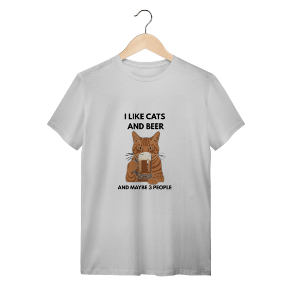T-Shirt Quality Cat & Beer – Camiseta Unissex para Amantes de Gatos e Cerveja