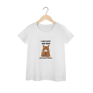 Baby Long Prime Cat & Beer – Camiseta Feminina Premium para Cat Lovers