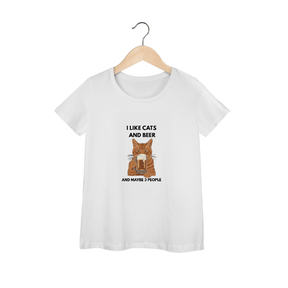 Baby Long Prime Cat & Beer – Camiseta Feminina Premium para Cat Lovers
