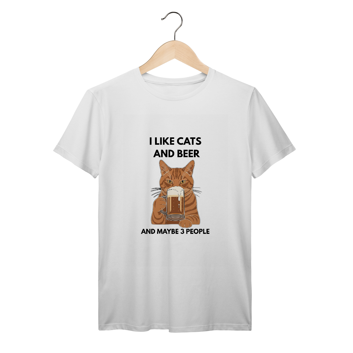 Nome do produto: T-Shirt Prime Cat & Beer – Camiseta Premium para Amantes de Gatos com Estilo