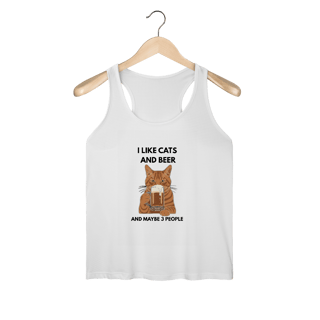 Nome do produto Regata Fem Dry UV Cat & Beer – Estampa Divertida e Proteção Solar para Pet Lovers
