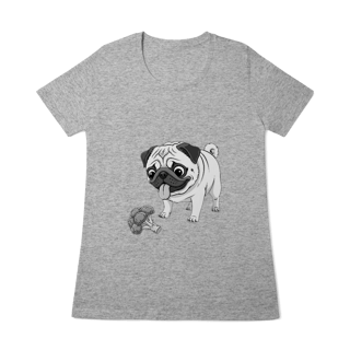 Nome do produto Baby Look Pug & Brócolis – Camiseta Feminina Pet Lover Divertida