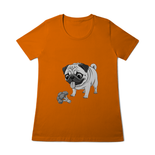 Nome do produto Baby Look Pug & Brócolis – Camiseta Feminina Pet Lover Divertida