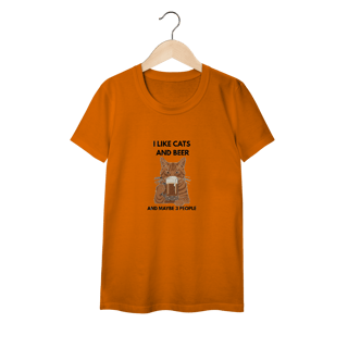 Nome do produto Baby Long Classic Cat & Beer – Camiseta Feminina Divertida para Amantes de Gatos