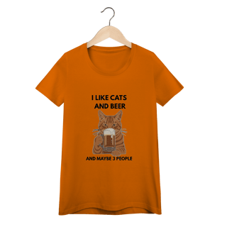 Nome do produto Baby Long Quality Cat & Beer – Camiseta Feminina para Amantes de Gatos e Cerveja