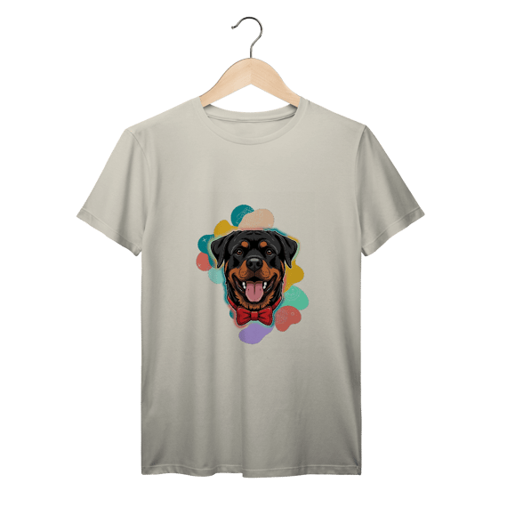T-Shirt Prime Unissex Rottweiler Elegante com Gravata Borboleta