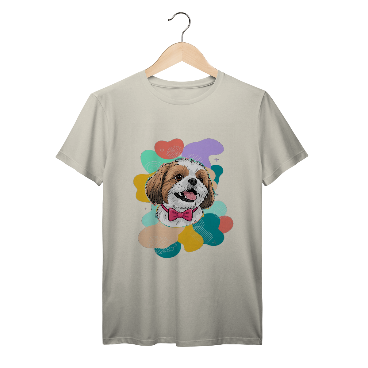 Nome do produto: T-Shirt Prime Unissex - Shih-Tzu com Gravata