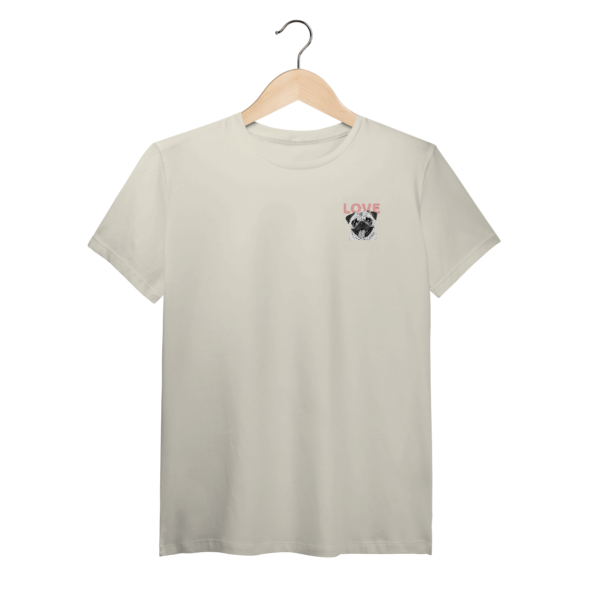 Nome do produto: T-Shirt Pima Pug Love – Camiseta Fofa e Premium para Pet Lovers