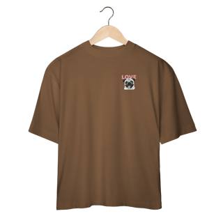 Nome do produto Camisa Oversized Pug Love – Camiseta Pet Lover com Estampa Fofa