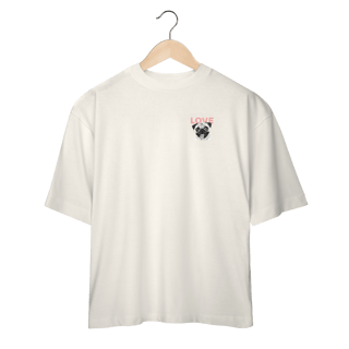 Nome do produto Camisa Oversized Pug Love – Camiseta Pet Lover com Estampa Fofa