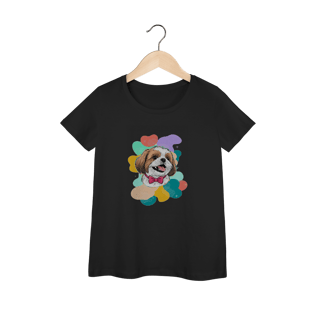 Nome do produto Camisa Feminina Baby Long Prime - Shih-Tzu com Gravata Rosa