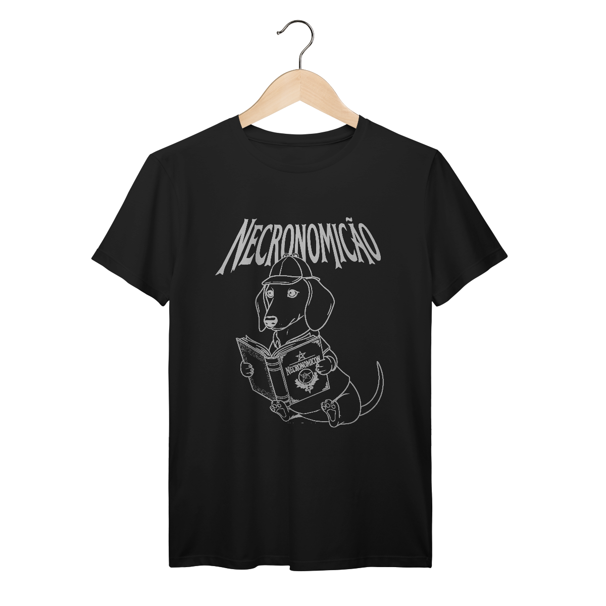 Nome do produto: T-Shirt Unissex Necronomicão - Estampa Dog Lovecraft