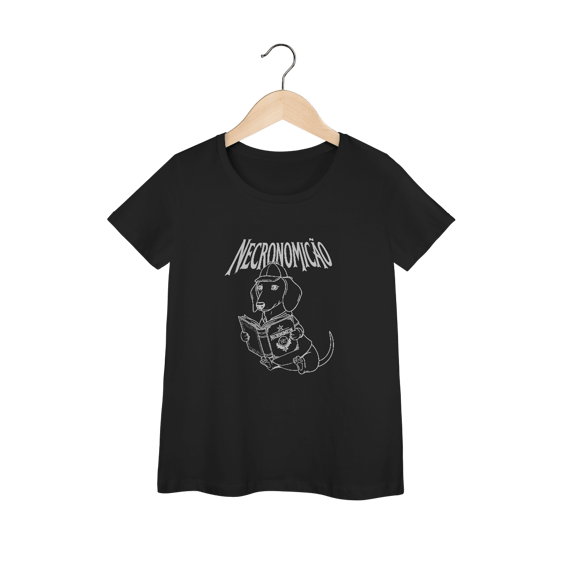 Camiseta Feminina Baby Long Prime - Necronomicão O Cão Salsicha Arcano