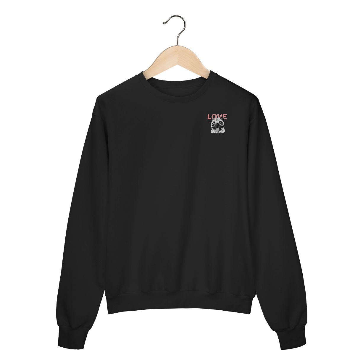 Nome do produto: Moletom Fechado Pug Love – Estampa Fofa de Cachorro (Sem Bolso)