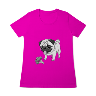 Nome do produto Baby Look Pug & Brócolis – Camiseta Feminina Pet Lover Divertida