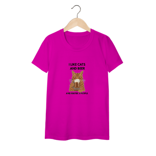 Nome do produto Baby Long Classic Cat & Beer – Camiseta Feminina Divertida para Amantes de Gatos