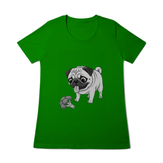 Nome do produto Baby Look Pug & Brócolis – Camiseta Feminina Pet Lover Divertida