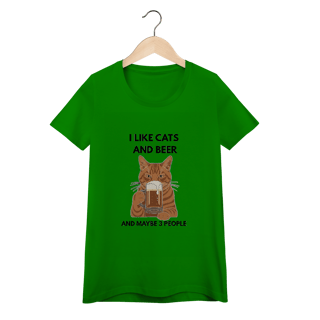 Nome do produto Baby Long Quality Cat & Beer – Camiseta Feminina para Amantes de Gatos e Cerveja