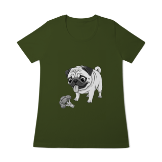 Nome do produto Baby Look Pug & Brócolis – Camiseta Feminina Pet Lover Divertida