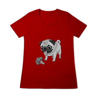 Nome do produto Baby Look Pug & Brócolis – Camiseta Feminina Pet Lover Divertida