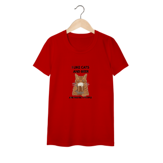 Nome do produto Baby Long Classic Cat & Beer – Camiseta Feminina Divertida para Amantes de Gatos