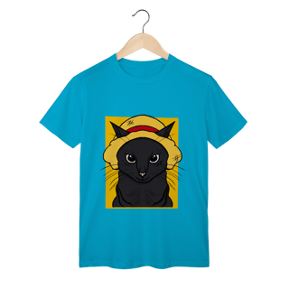 Nome do produtoCamiseta Gato Chapéu de Palha: A Aventura Felina Começa!