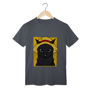 Nome do produtoCamiseta Gato Chapéu de Palha: A Aventura Felina Começa!