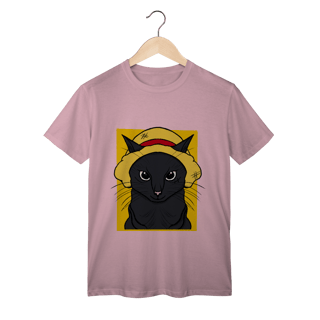 Nome do produtoCamiseta Gato Chapéu de Palha: A Aventura Felina Começa!
