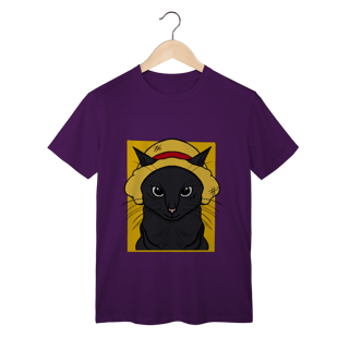 Nome do produtoCamiseta Gato Chapéu de Palha: A Aventura Felina Começa!