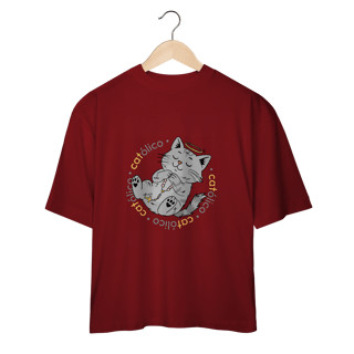 Nome do produtoCamiseta Oversized com Estampa Gato Católico | Catmosfera