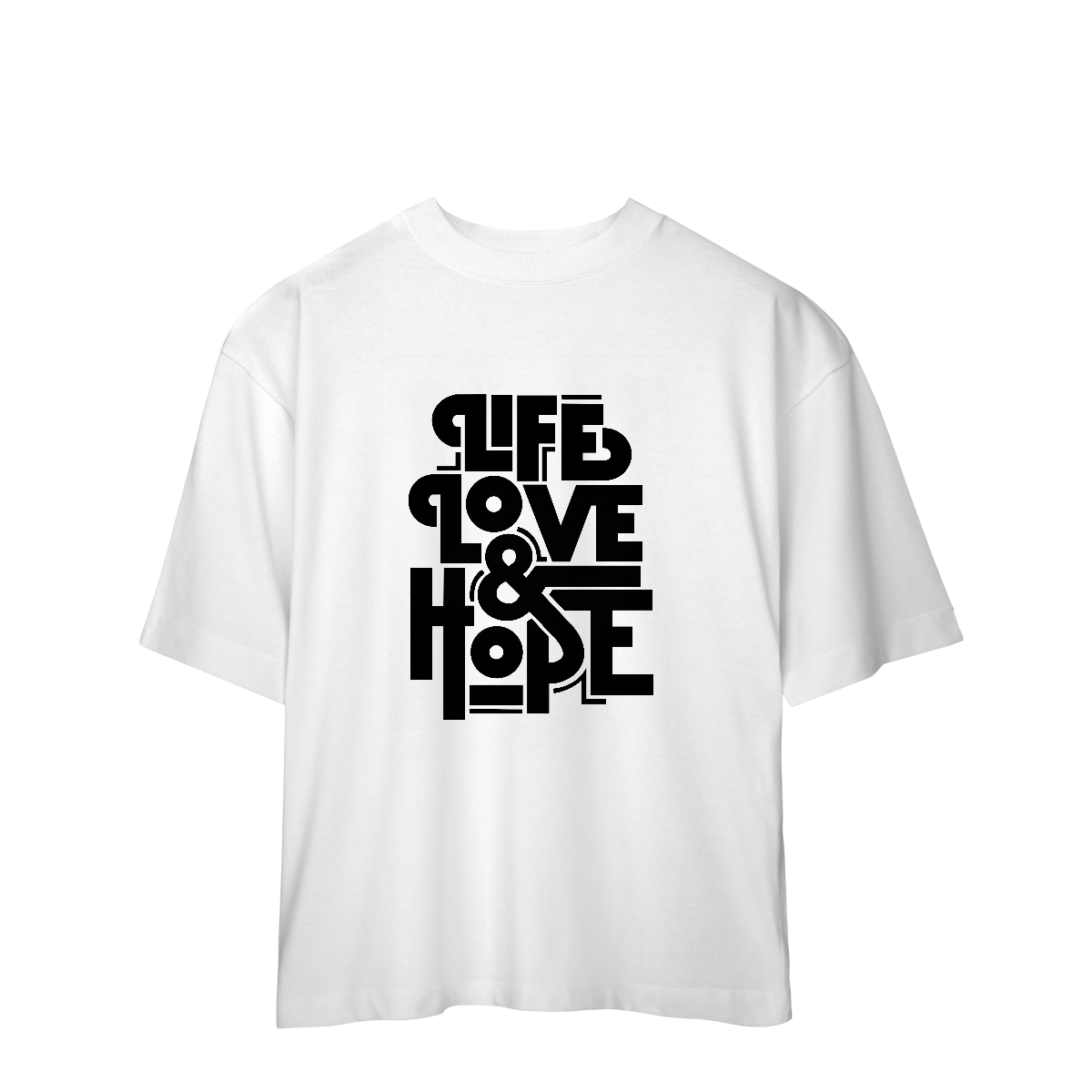 Nome do produto: Camisa Oversized Life Love & Hope
