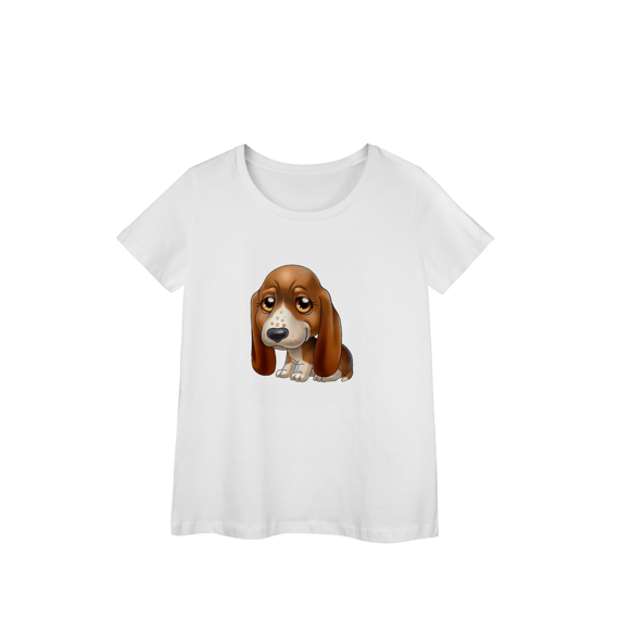 Camisa Baby Look Prime Caozinho Basset Hound