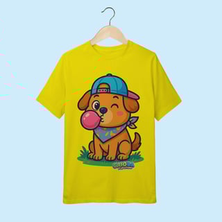 Nome do produto Camiseta Juvenil (10 a 14 anos) Cachorro com Bandana – 100% Algodão | Coleção Reino Animal do Caioba