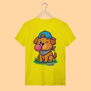 Nome do produto Camiseta T-shirt Adulto Unissex Cachorro com Bandana – 100% Algodão | Coleção Reino Animal do Caioba