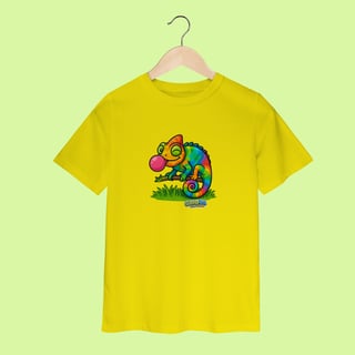 Nome do produto Camiseta Infantil (2 a 8 anos) Camaleão – 100% Algodão | Coleção Reino Animal do Caioba