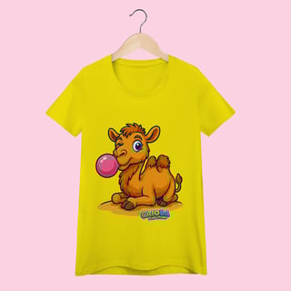 Nome do produto Camiseta Baby Long Feminina Camelo – 100% Algodão | Coleção Reino Animal do Caioba