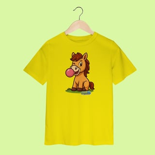Nome do produto Camiseta Infantil (2 a 8 anos) Cavalo – 100% Algodão | Coleção Reino Animal do Caioba