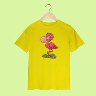 Nome do produto Camiseta Infantil (2 a 8 anos) Flamingo – 100% Algodão | Coleção Reino Animal do Caioba