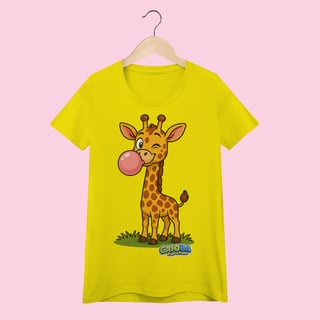 Nome do produto Camiseta Baby Long Feminina Girafa – 100% Algodão | Coleção Reino Animal do Caioba