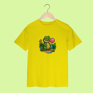 Nome do produto Camiseta Infantil (2 a 8 anos) Jacaré – 100% Algodão | Coleção Reino Animal do Caioba
