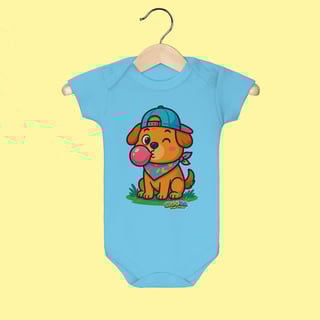 Nome do produto Body Infantil Cachorro com Bandana – 100% Algodão | Coleção Reino Animal do Caioba