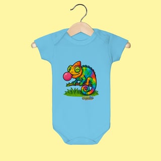 Nome do produto Body Infantil Camaleão – 100% Algodão | Coleção Reino Animal do Caioba