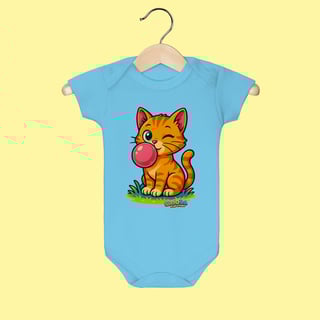 Nome do produto Body Infantil Gato Amarelo – 100% Algodão | Coleção Reino Animal do Caioba