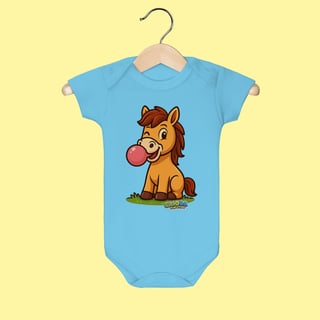 Nome do produto Body Infantil Cavalo – 100% Algodão | Coleção Reino Animal do Caioba