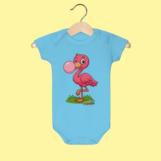 Nome do produto Body Infantil Flamingo – 100% Algodão | Coleção Reino Animal do Caioba