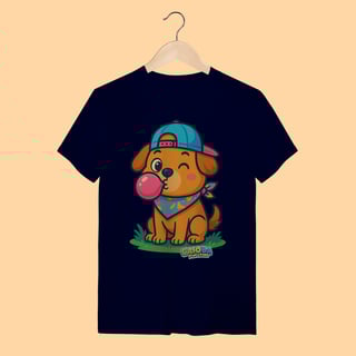 Nome do produto Camiseta T-shirt Adulto Unissex Cachorro com Bandana – 100% Algodão | Coleção Reino Animal do Caioba