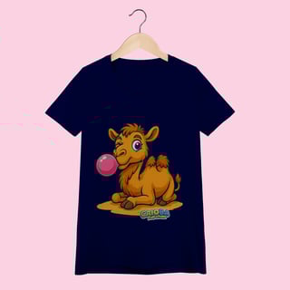 Nome do produto Camiseta Baby Long Feminina Camelo – 100% Algodão | Coleção Reino Animal do Caioba