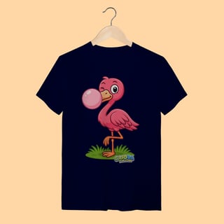 Nome do produto Camiseta T-shirt Adulto Unissex Flamingo – 100% Algodão | Coleção Reino Animal do Caioba