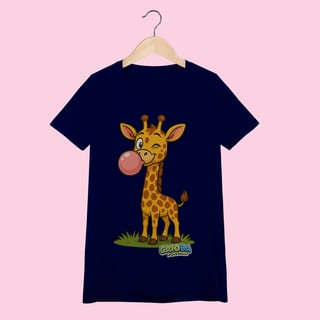 Nome do produto Camiseta Baby Long Feminina Girafa – 100% Algodão | Coleção Reino Animal do Caioba